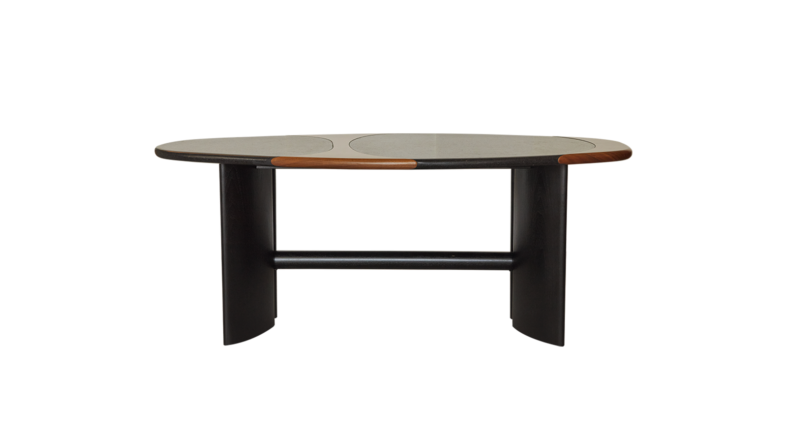 Black Stone and Wood Dining Table - Image 2