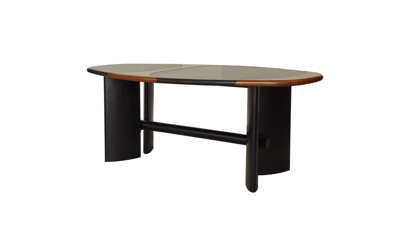 Black Stone and Wood Dining Table - Image 3