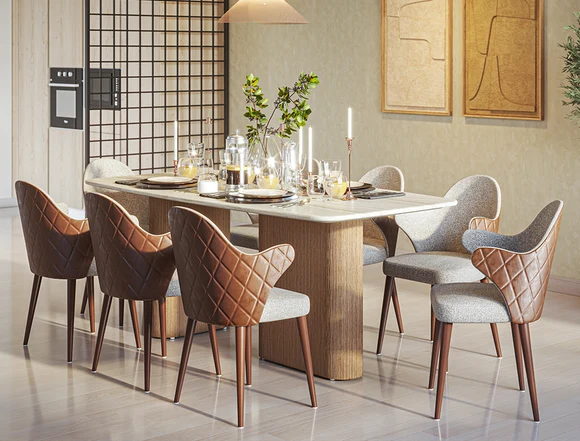Zovrilo Dining Table (8 Person) With Chairs