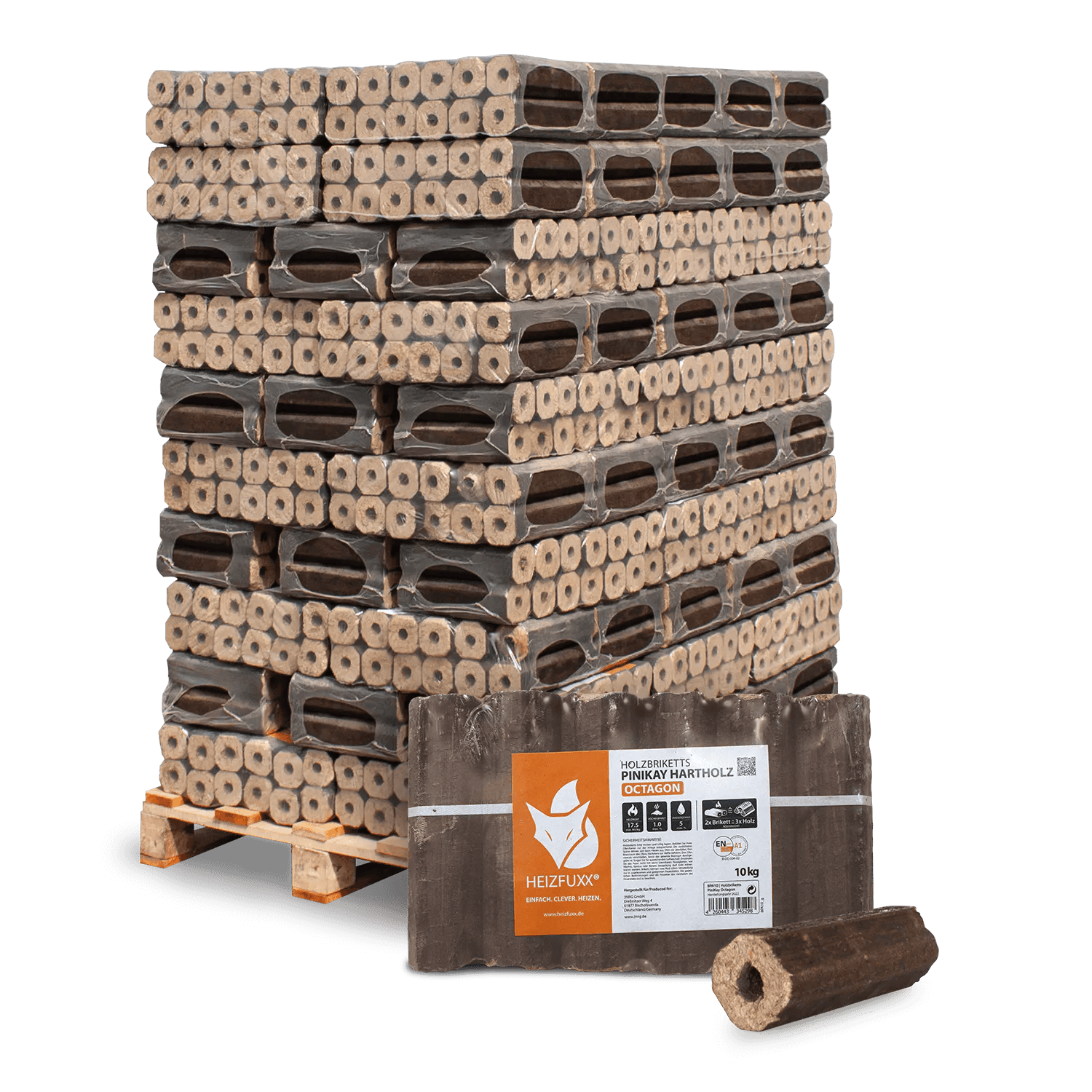 Holzbriketts PiniKay Octagon 96 x 10 kg