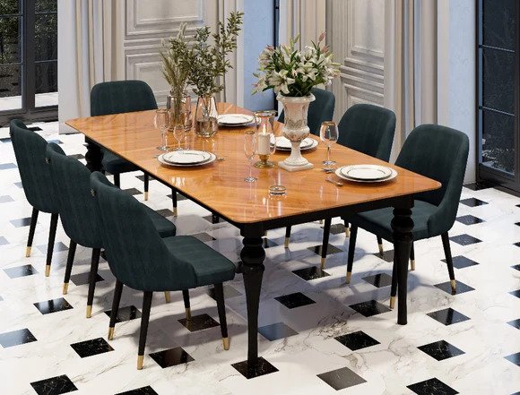 Zovrilo Classic 8 Person Dining Table With Chairs